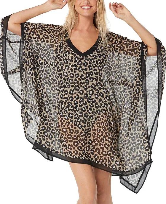 Women's Leopard-Print Caftan Swim Cover-Up