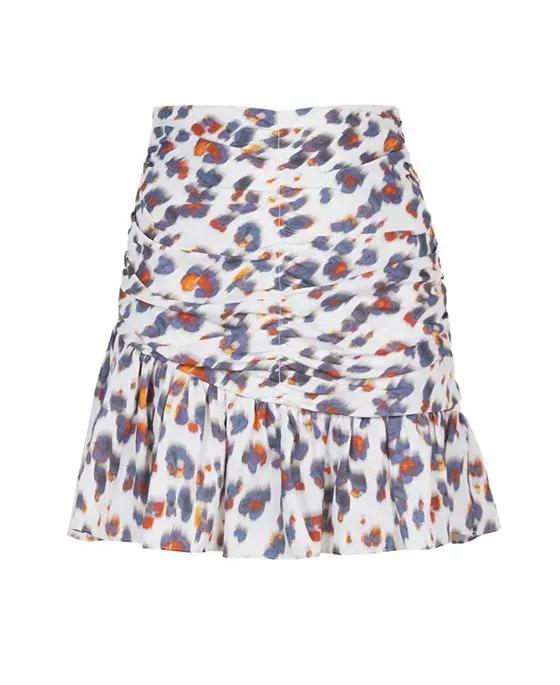 Women's Leopard Print Draped Mini Skirt