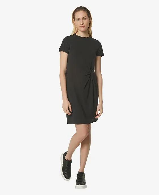 Women's Light Jersey Short Dress With Asymmetric Front Twist