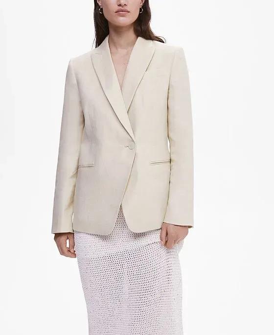 Women's Linen Button Blazer