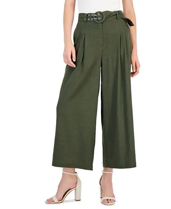 Women's Linen Cropped Wide-Leg Pants, Created for Macy's