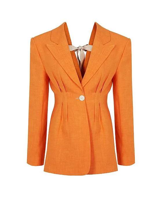 Women's Linen Jacket with Back Detail
