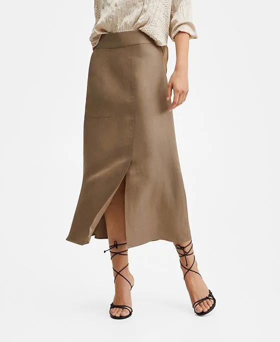 Women's Linen Pocketed Skirt