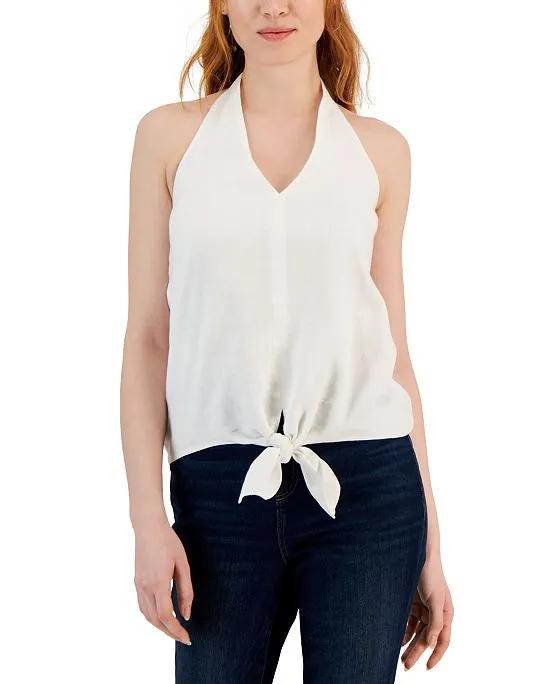 Women's Linen Sleeveless Halterneck Top, Created for Macy's