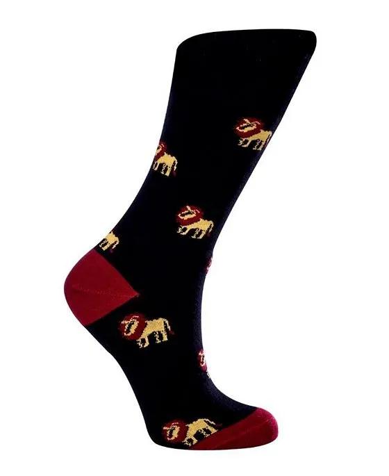 Women's Lions W-Cotton Dress Socks with Seamless Toe Design, Pack of 1