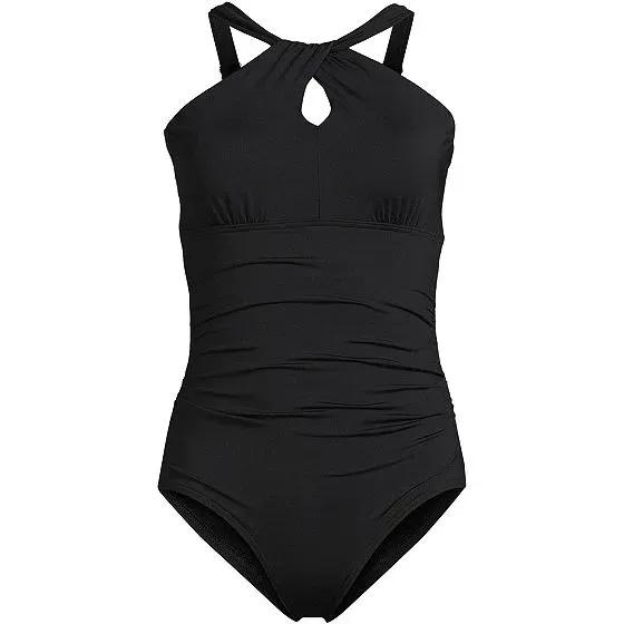 Women's Long   High Neck to One Shoulder Multi Way One Piece Swimsuit