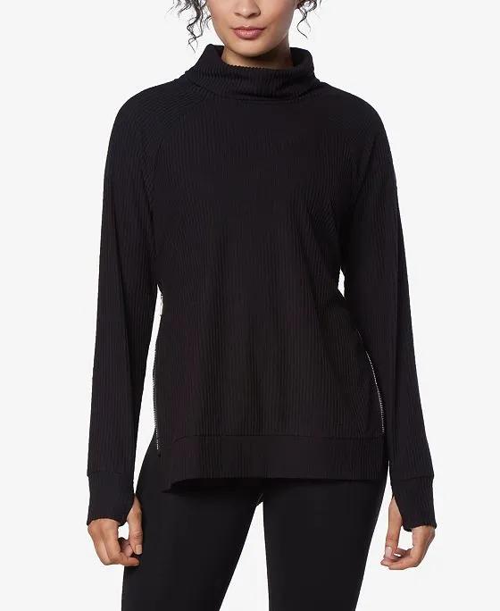 Women's Long Sleeve Brushed Rib Pull Over Top