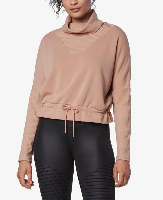 Women's Long Sleeve Funnel Neck Chunky Ribbed Pullover Top