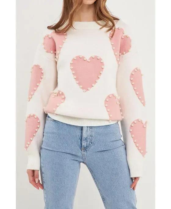 Women's Long-Sleeve Heart Sweater