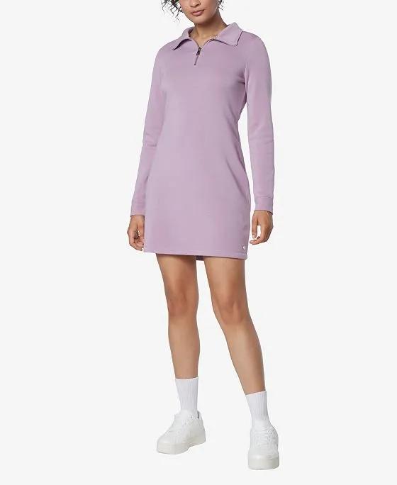 Women's Long Sleeve Quarter Zip Sweatshirt Dress