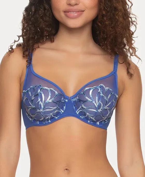 Women's Lotus Embroidered Unlined Underwire Bra, 115088