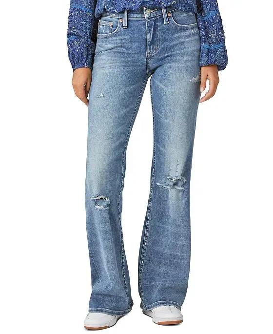 Women's Low Rise Flap-Pocket Flared Jeans