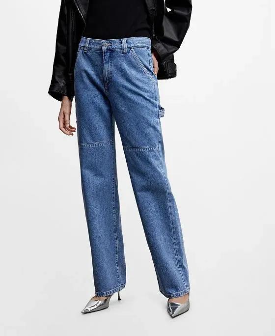 Women's Medium Waist Pocket Cargo Jeans