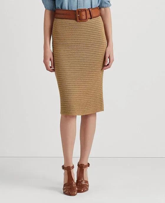 Women's Metallic Cotton-Blend Knit Pencil Skirt