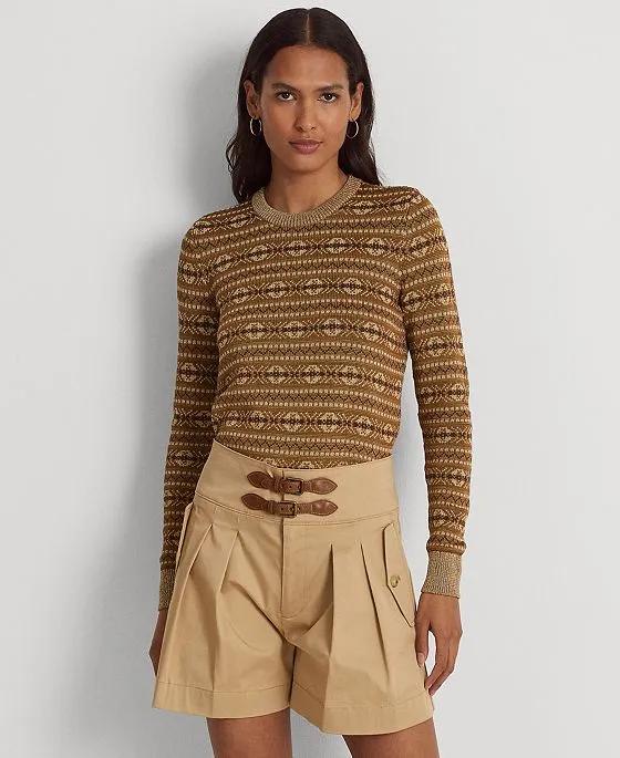 Women's Metallic Fair Isle Cotton-Blend Sweater