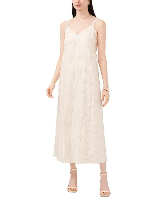 Women's Metallic-Stripe Sleeveless Maxi Dress