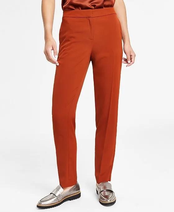 Women's Mid-Rise Fly-Front Straight-Leg Pants, Created for Macy's