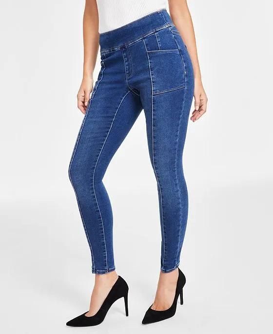 Women's Mid-Rise Pull-On Seamed Skinny Jeans, Created for Macy's