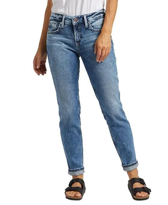 Women's Mid Rise Slim Leg Boyfriend Jeans