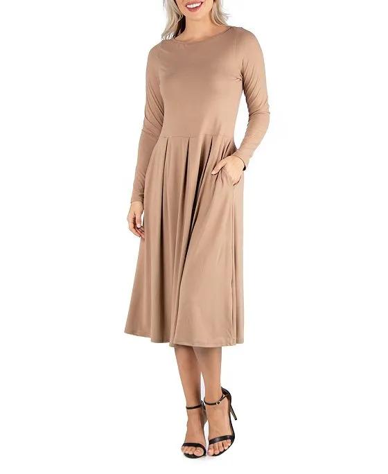 Women's Midi Length Fit and Flare Dress