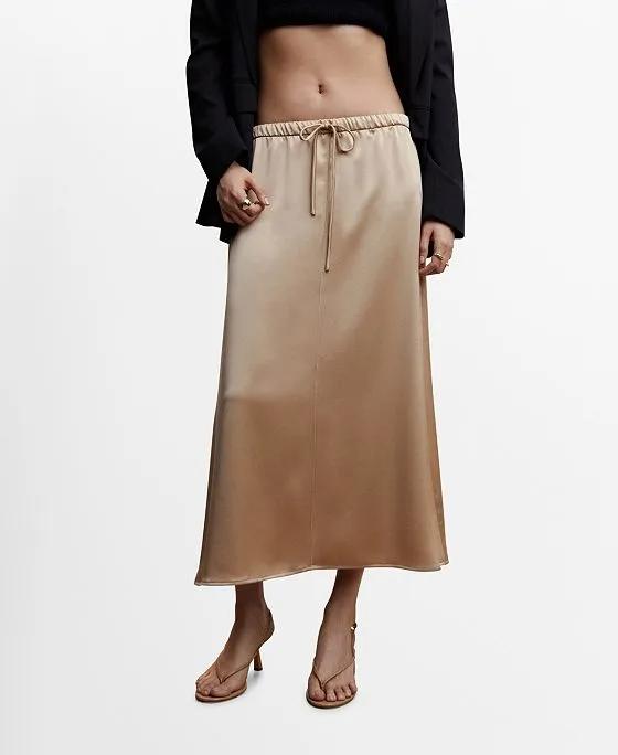 Women's Midi Satin Skirt