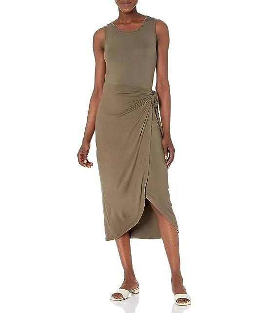 Women's Midi Sheath Dress with Wrap Skirt
