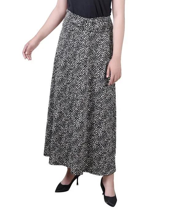 Women's Missy Maxi A-Line Skirt with Front Faux Belt with Ring Detail