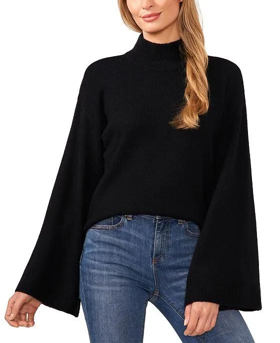 Women's Mock Neck Bell-Sleeve Sweater