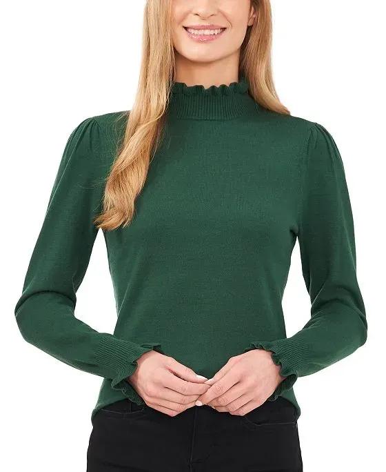 Women's Mock Neck Long Sleeve Sweater