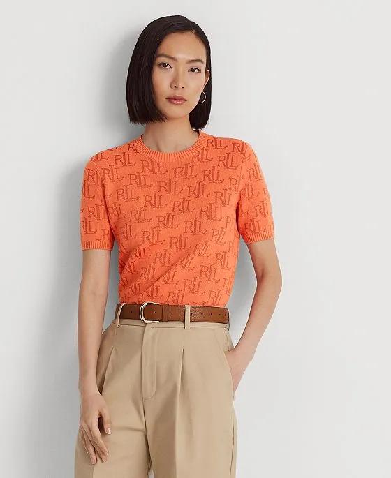 Women's Monogram Jacquard Short-Sleeve Sweater