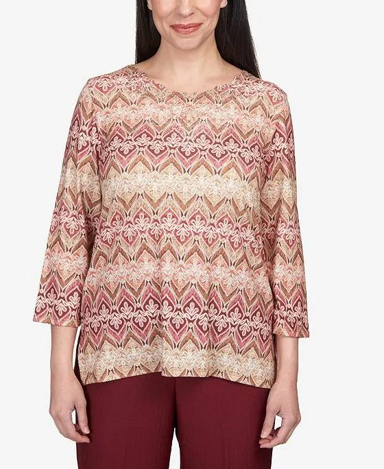 Women's Mulberry Street Lace Neck Biadere Top