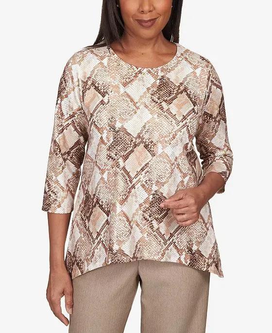 Women's Mulberry Street Shimmery Python Print Top