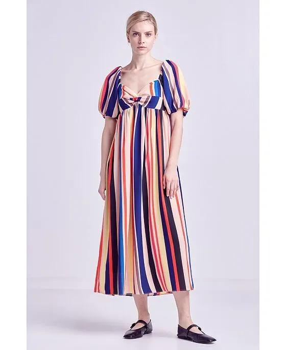 Women's Multi Color Stripe Maxi Dress