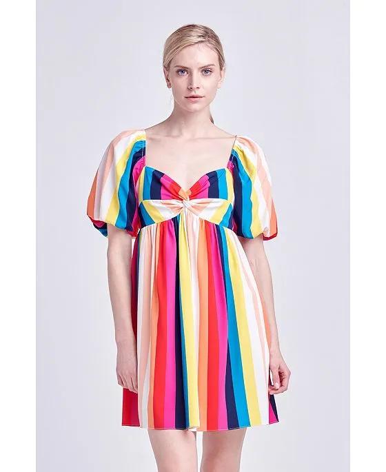 Women's Multi Color Stripe Mini Dress