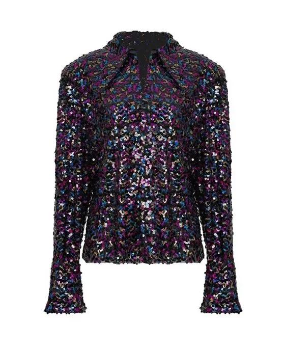 Women's Multicolor Sequined Shirt