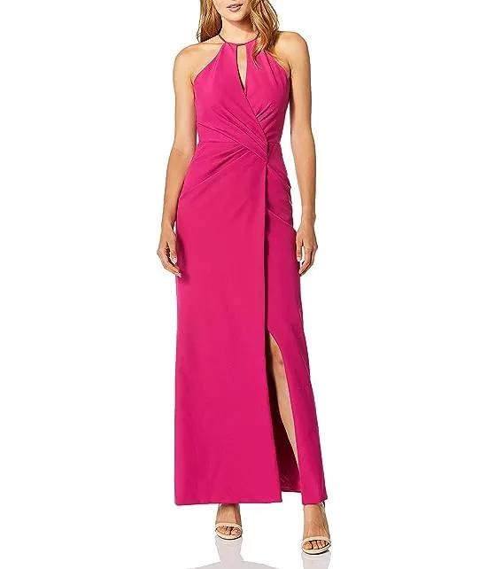 Women's Nola Sleeveless Keyhole Drap Front Evening Dress