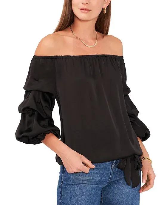 Women's Off-the-Shoulder Balloon-Sleeve Blouse