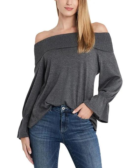 Women's Off-The-Shoulder Bell-Sleeve Sweater
