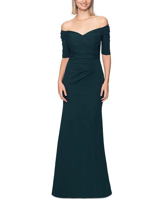 Women's Off-The-Shoulder Elbow-Sleeve Gown