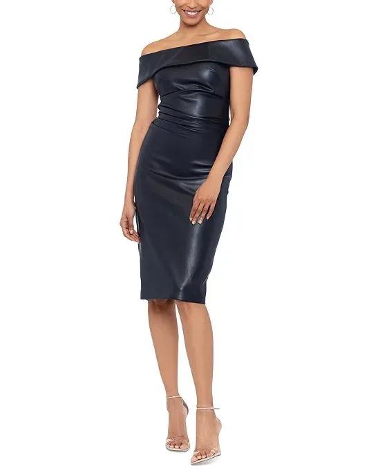 Women's Off-The-Shoulder Faux-Leather Dress