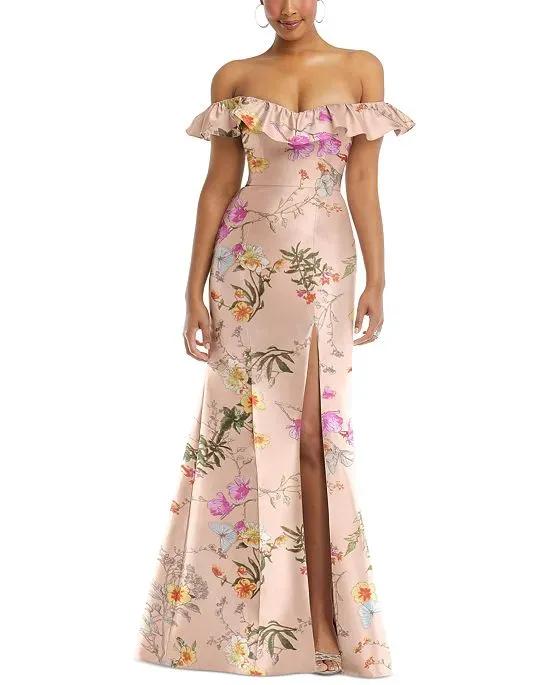 Women's Off-The-Shoulder Ruffled Gown