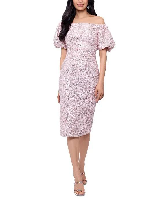 Women's Off-The-Shoulder Sequin Lace Dress
