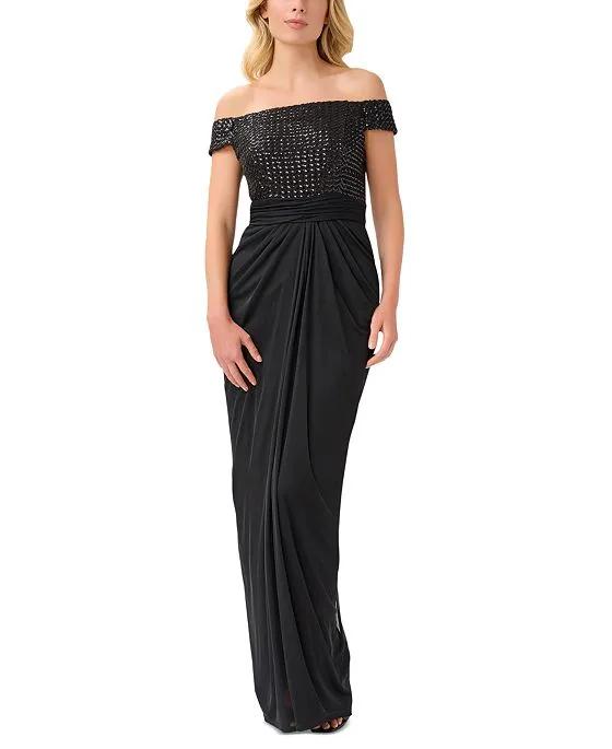 Women's Off-the-Shoulder Sequined Gown