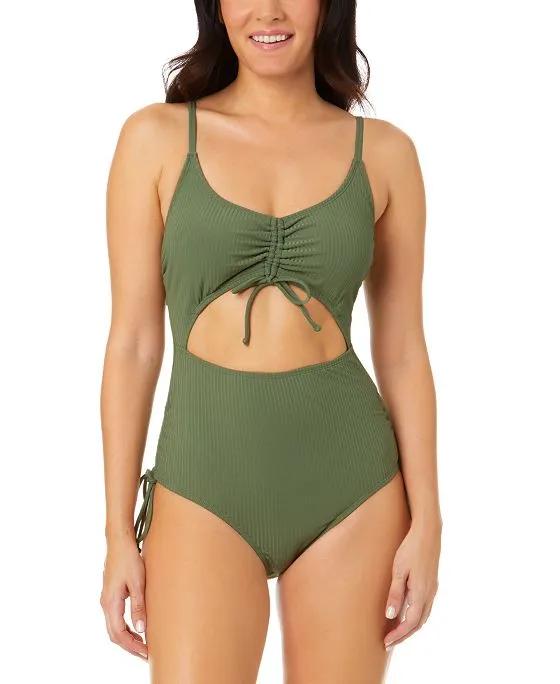 Women's Olive Ruched One-Piece Swimsuit, Created for Macy's