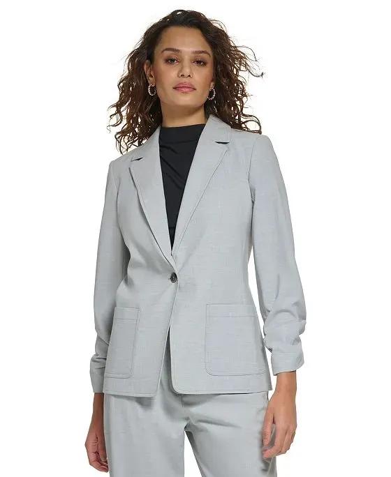 Women's One-Button Ruched-Sleeve Jacket