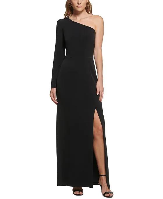 Women's One-Shoulder Long-Sleeve Gown