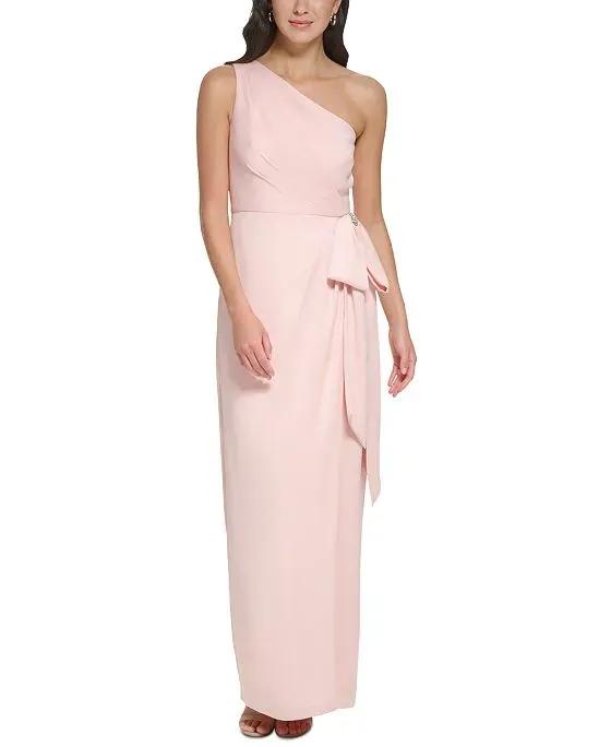 Women's One-Shoulder Side-Bow Gown