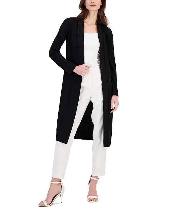 Women's Open-Front Ribbed Knit Cardigan