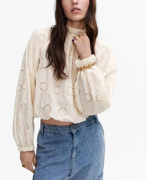 Women's Openwork Embroidered Blouse