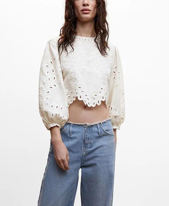 Women's Openwork Embroidered Blouse